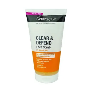 Neutrogena Clear & Defend 2% Salicylic Acid Face Scrub for Spot-Prone Skin 150ml